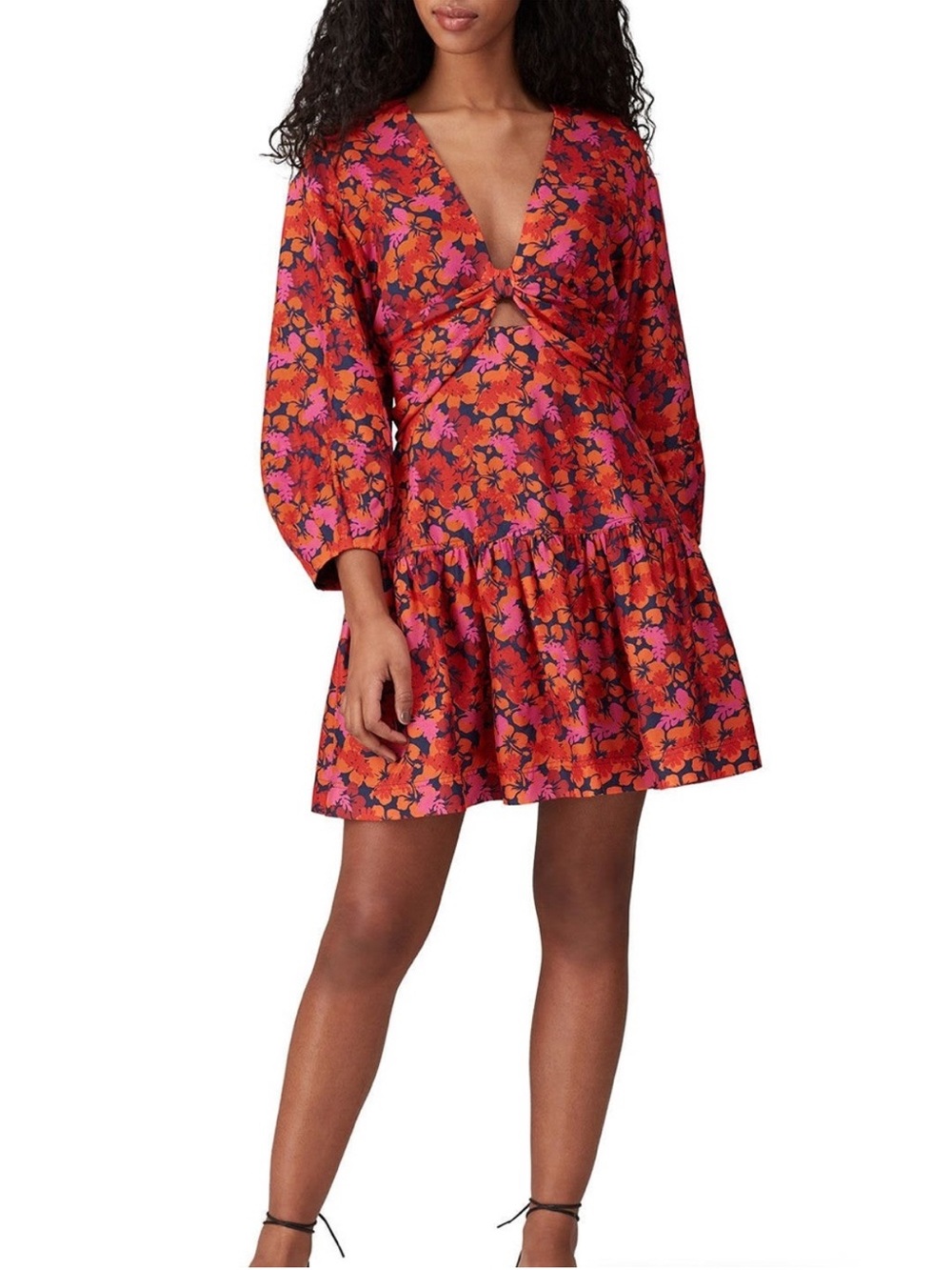 Women’s Derek Lam Floral Mini Dress in Orange and Pink